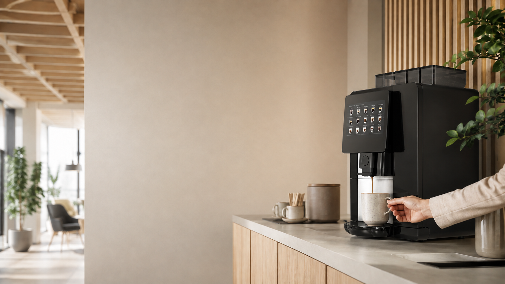 Crem SC45 kaffemaskin i moderne kontormiljø